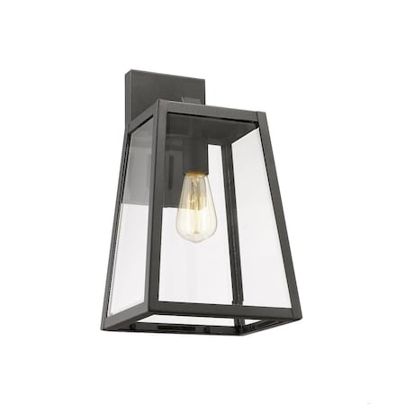 Feeltheglow Xandra Industrial 1 Light Textured Black Outdoor Wall Sconce - 16 in. FE2542734